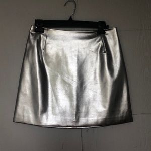 Metallic silver skirt